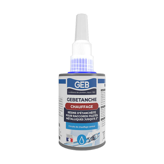 Résine anaérobie d'étanchéitée GEB pour raccords filetés métal chauffage et air comprimé 75ml