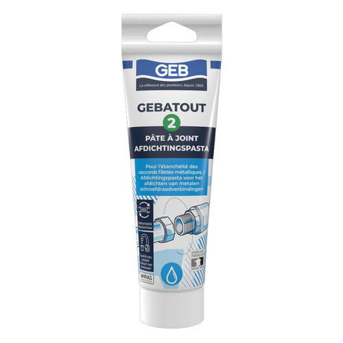 Pâte à joint non durcissante GEB Gebatout 2 pour raccords filetés métalliques 125ml