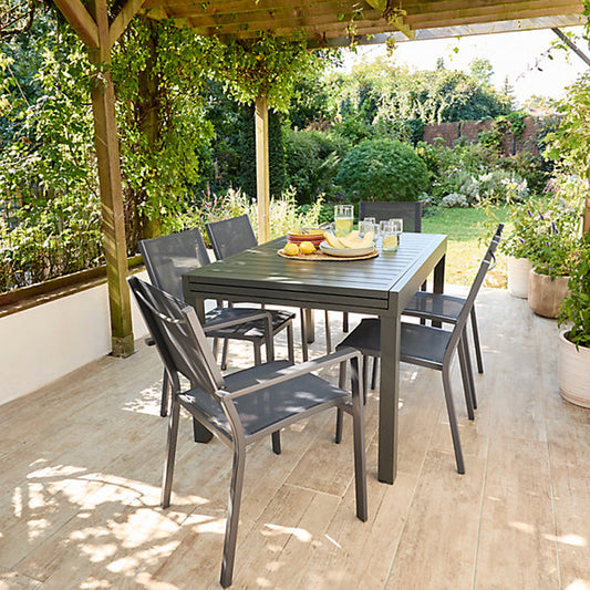 Table de jardin Austin - Aluminium - Gris anthracite - 6 personnes