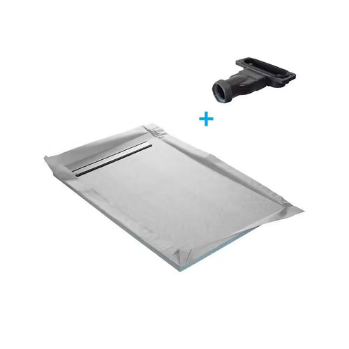 Receveur à carreler MARMOX mono pente et grille caniveau inox excentrée