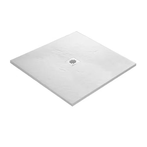 Receveur résine MARMOX blanc imitation ardoise - grille carrée centrée