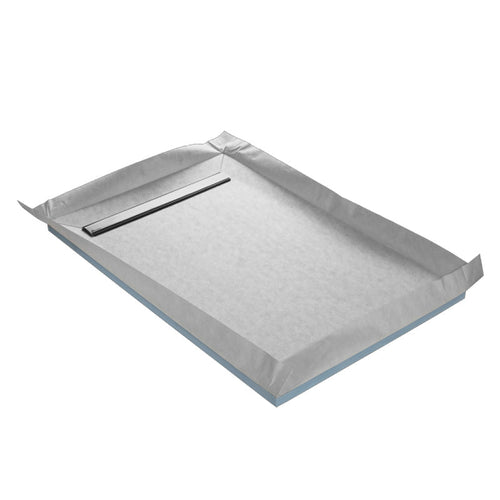Receveur à carreler MARMOX et grille caniveau inox excentrée