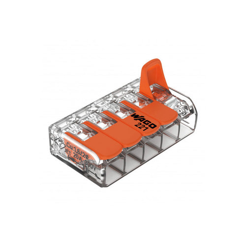 Lot de 25 bornes WAGO 221 Mini 5x4mm² à leviers souple & rigide