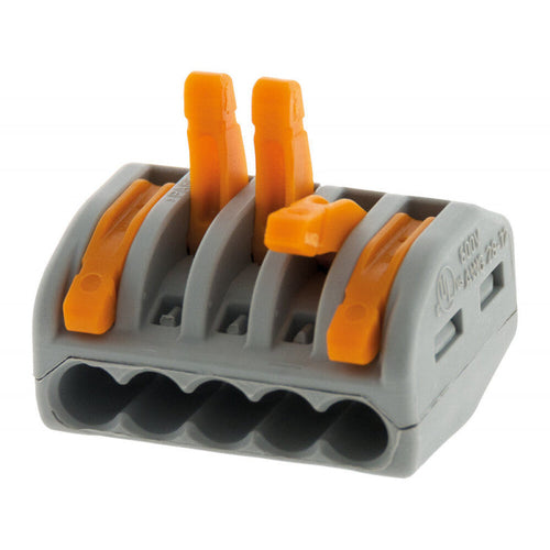 Pack de 100 bornes de connexion rapide a levier WAGO 5 entrées fil souple et rigide - S222