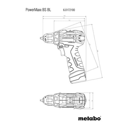 Perceuse visseuse sans fil 12 V PowerMaxx BS BL 2 x 2Ah Li-Power - METABO - 601721500 - Chargeur LC40, coffret